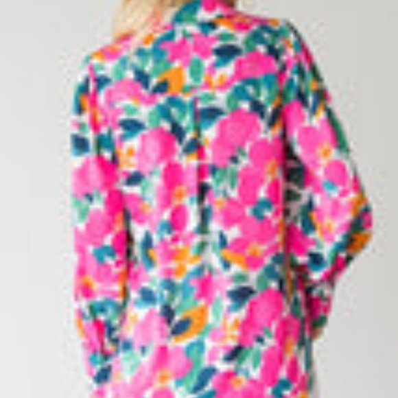 NEW Pink Multi Floral Top - Picture 2 of 2